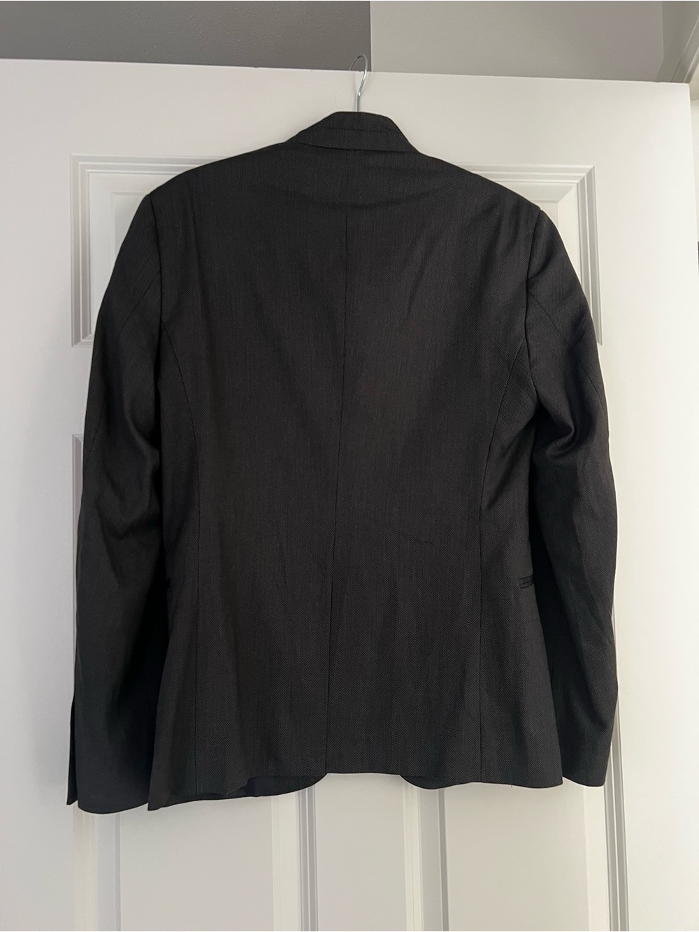 Men's Dark Grey Mandarin Collar Blazer - Picture 6 of 6